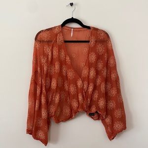 Free People Wrap Blouse Orange